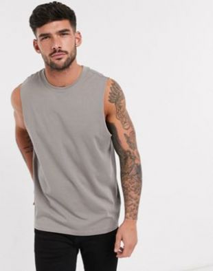 New Look sleeveless tank in light grey | ASOS