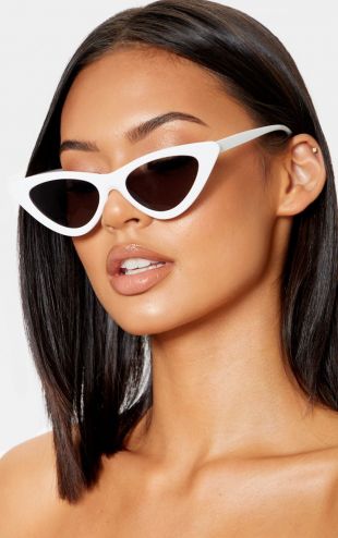 White Retro Cat Eye Sunglasses