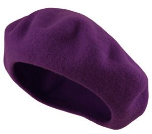 Women's Men's Solid Color Plain Wool French Beret One Size (Purple)