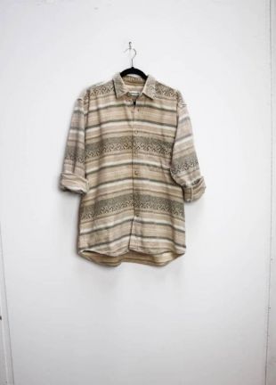 Chemise flannel à motifs vintage Crème à motifs Chemise Homme’s Large Flannel Shirt vintage Grey Patterned Button Up Flannel Shirt Button Down L