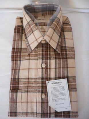 TN-o flèche léger marron plaid chemise taille M flanelle coton brossé