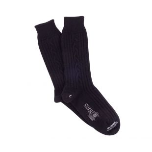 Women's Luxury Hand Knitted Cable Pure Cashmere Socks in Black