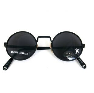 lunettes de soleil en métal rond noir Rétro Goth Steampunk lunettes de soleil unisexe Rock NOS 1990s Salut Tek Junior