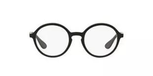 RX7075 Round Prescription Eyeglass Frames, Rubber Black & Black/Demo Lens, 49 mm