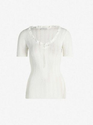 Frill-trim knitted top