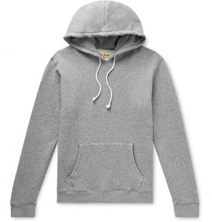 Gray Mélange Loopback Stretch Cotton-Blend Jersey Hoodie