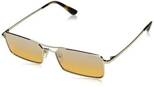 Rectangular Metal Sunglasses, Pale Gold/Orange Mirror Silver Gradient