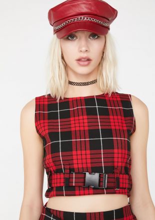 Sleeveless Red Check Top