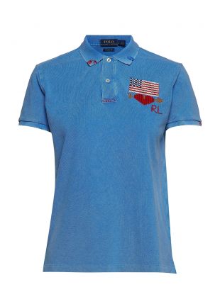POLO RALPH LAUREN CLASSIC FIT FLAG-EMBROIDERED POLO SHIRT, Blue Men's Polo  Shirt