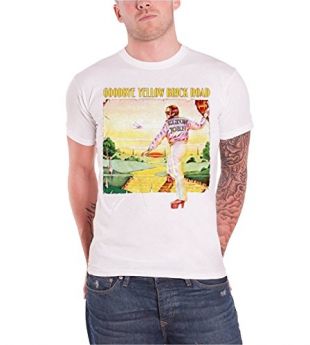 Elton John Goodbye Yellow Brick Road Vintage Official Mens New White T Shirt