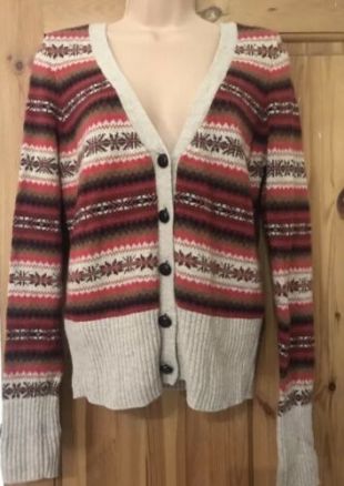 H&M Beige Aztec fairisle Navajo British Detective Series SA Cosplay Cardigan XS