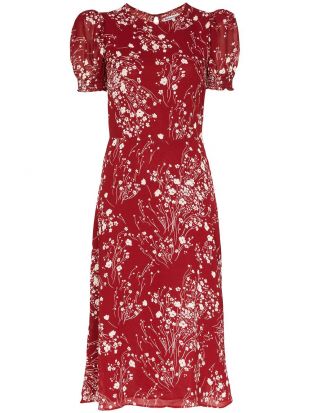 Lee Floral Puff-sleeve Midi Dress