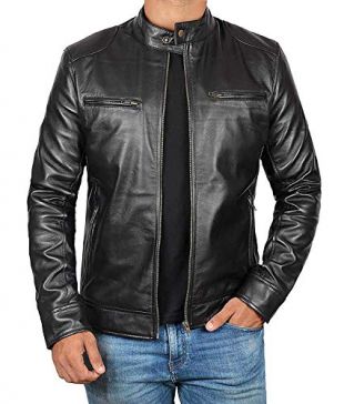 Decrum Mens Black Leather Jacket Men - Mens Leather Jacket | [1100124] Black Dodge, L