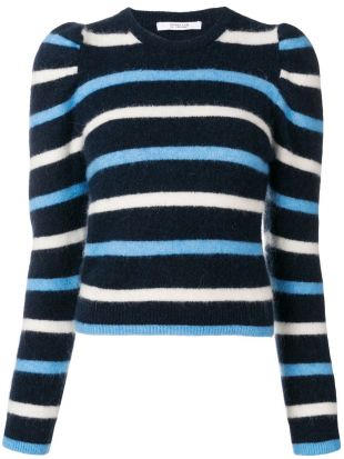 DEREK LAM 10 CROSBY - Striped Puff Sleeve Sweater
