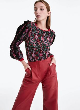 uterque - Floral jacquard sweater with ruffled sleeves - - Uterqüe Spain