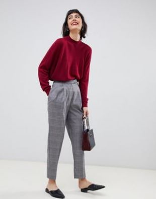 Grey check tailored trousers