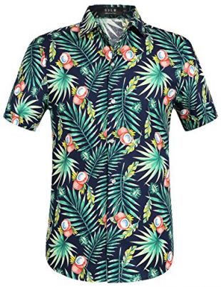 Men's Cotton Button Down Short Sleeve Hawaiian Shirt