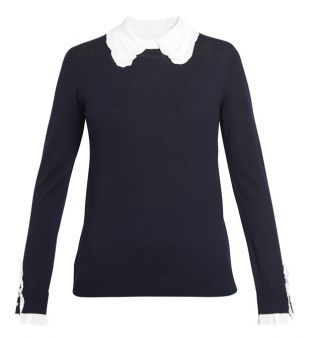 Pull chemise  effet 2 en 1manches volantées