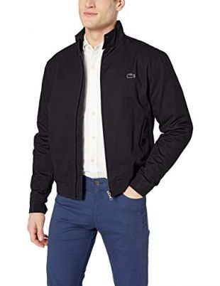 Lacoste Men's Lightweight Harrington Cotton Twill Jacket, Black, X-Small