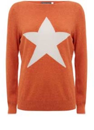 Orange Star Crew Neck Knit