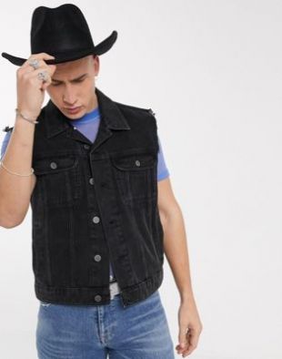 ASOS DESIGN - Veste en jean sans manches - Noir | ASOS