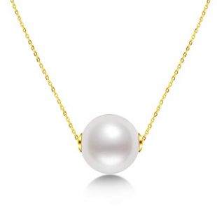 Pearl Necklace with Yellow Gold Plated Silver Chain