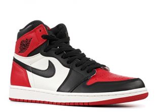 Nike Mens Air Jordan 1 Retro High OG Bred Toe Red/Black-White Leather Size 11.5