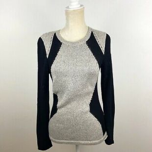 Helmut Lang obstruÃ© frontiÃ¨res Pull Gris/Noir Colorblock Knit Taille S  | eBay