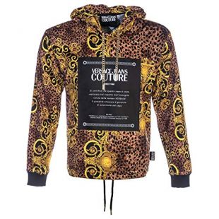 VERSACE JEANS COUTURE Leo Baroque Print Sweat Top in Black & Gold