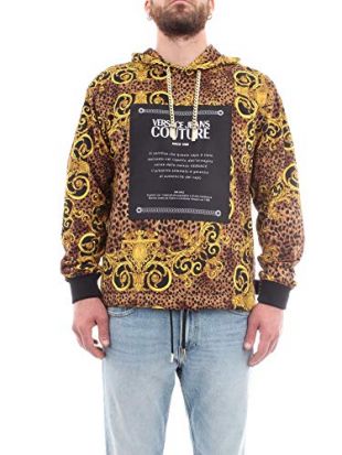 Versace Jeans Couture Leo Baroque Print Sweat Top in Black & Gold