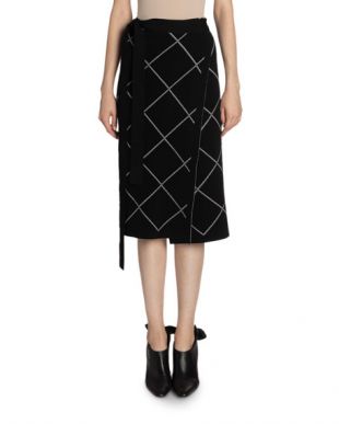 Proenza Schouler Windowpane Print Wrapped Skirt