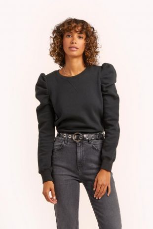 Black Ruched Sleeve Sweatshirt