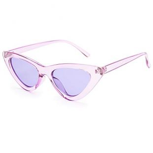 Livhò Retro Vintage Narrow Cat Eye Sunglasses for Women Clout Goggles Plastic Frame (Clear purple/purple)