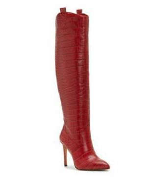 Vince Camuto Kervana Pointy Toe Boots Crocodile Red