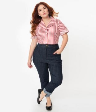 I Love Lucy x Unique Vintage Plus Size True Blue Little Ricky Jeans