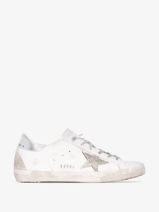 White And Silver Superstar Leather Sneakers