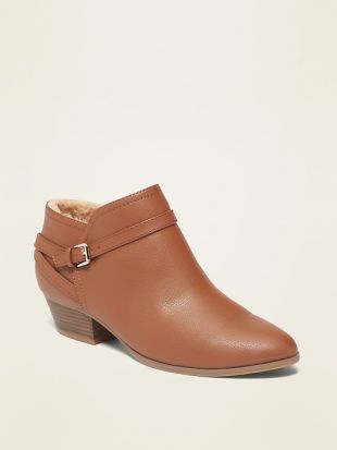Lined Ankle-Strap Boots