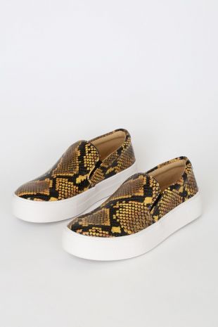 Yellow Snake Flatform Sneakers