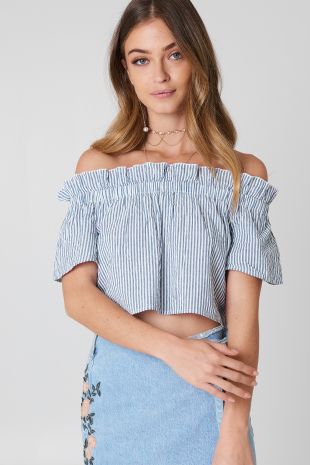 Off Shoulder Top Blue
