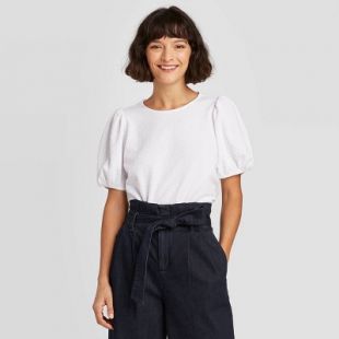 Women&#39;s Puff Short Sleeve T-Shirt - A New Day&#8482; White XL