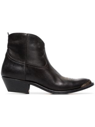 Young Leather Cowboy Ankle Boots