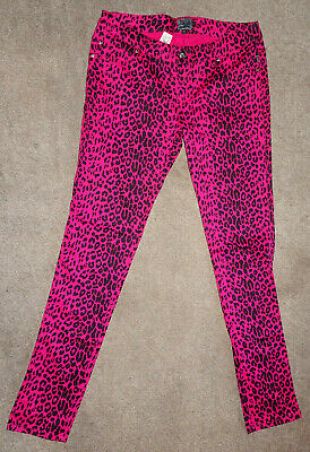 Tripp NYC pink leopard stretch skinny jeans