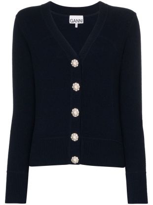 Crystal Button-embellished Cardigan