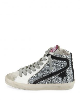 Slide High-Top Sequin Leather Sneakers