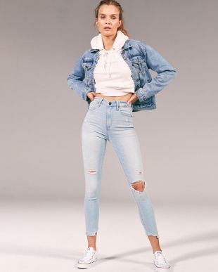 Ripped High Rise Super Skinny Ankle Jeans
