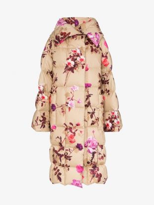 Floral quilted oversized coat