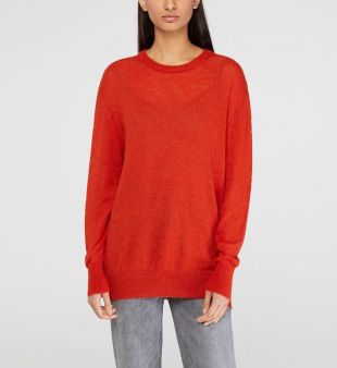 PULL COL ROND EN LAINE ET ALPAGA SANGUINE