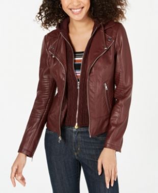 Leather Hooded Jacket