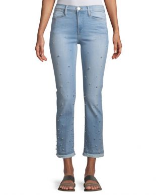 Le High Pearl Straight-Leg Cropped Jeans