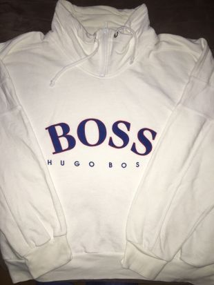 Vintage Hugo Boss 1/4 Zip hoodie in white